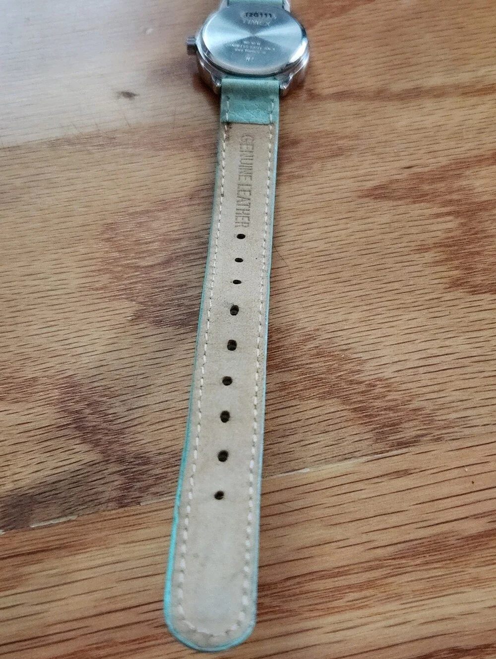 Timex Indiglo WR 30m Mint Green Leather Strap Watch with Silver Case